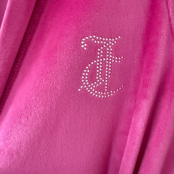 🩷Pink Velvet JUICY Robe w/ Sparkly Bling Glitter Letters size small medium - Picture 3 of 7
